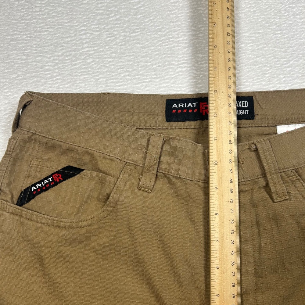 Ariat FR M4 Crossfire Pants Relaxed Straight Work Mens 32x30 Khaki Tan Ripstop - Picture 10 of 10